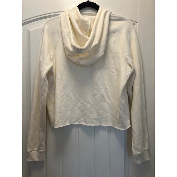 NWT Pink Women’s Pullover Comfy Cropped Hooded Drawstring Sweatshirt Sz M Cream - Picture 5 of 5